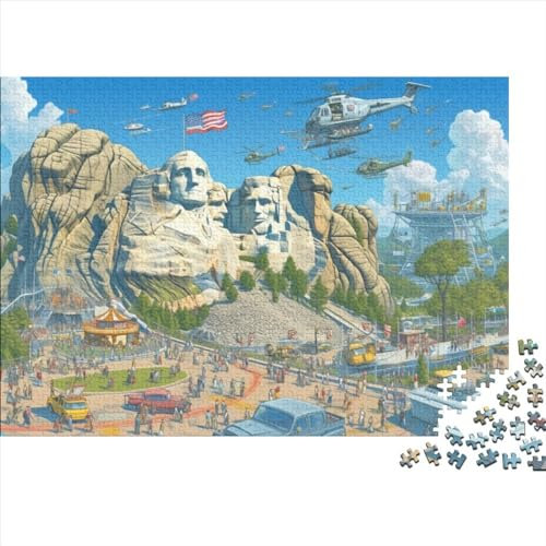 3D-Puzzle 1000 Teile Für Erwachsene Mount Rushmore 1000-teiliges Puzzle Lernspiele Heimdekorationspuzzle 1000pcs (75x50cm)