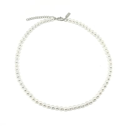 UNSHINEBAR Echte Perlenkette für Herren und Damen aus 316L Edelstahl und Seashell Perlen - Verstellbare Unisex Streetwear Perlenkette (45)