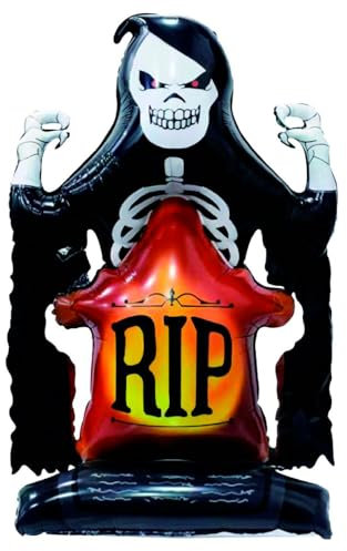 Acan Tradineur - Globo de Muerte con Base Ancha, plástico, colocación de pie, decoración de Interior, Carnaval, Halloween, Fiestas - 86 x 115 x 45 cm