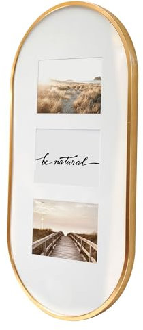 K&L Wall Art Aluminium Bilderrahmen Foto-Collage Metallrahmen Bilder Aluminiumrahmen Wandbild (Gold Optik Fotorahmen oval, 25,4 x 48,3 cm)
