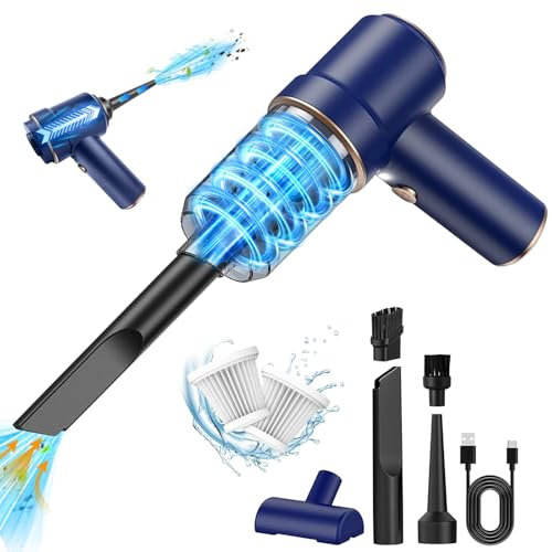 GKEAPZA Handstaubsauger, kabellos, Mini-Autoreiniger, 15000 PA, leichter Staubsauger und Gebläse, Staub-Buster, für Auto, Zuhause, Küche, Tierhaarreinigung (blau)