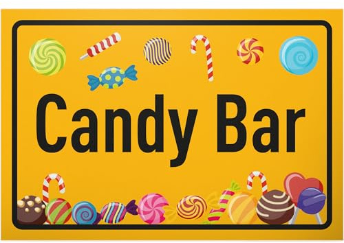 DankeDir! Candy Bar - 30 x 20 cm Stadtschild Gelb - Lustiges Hinweisschild für Partys und Feiern - Geschenkidee für Naschkatzen - Deko für Hochzeiten und Geburtstage