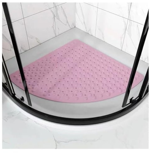 Tappeto angolare lavabile per doccia, tappetino da bagno (rosa, 70 x 70 cm)