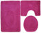 Ilkadim Export 3-teiliges Badset WC Delphin Muster einfarbig, Badteppich 55x85cm, WC-Vorleger mit Ausschnitt für Stand-WC (Pink)