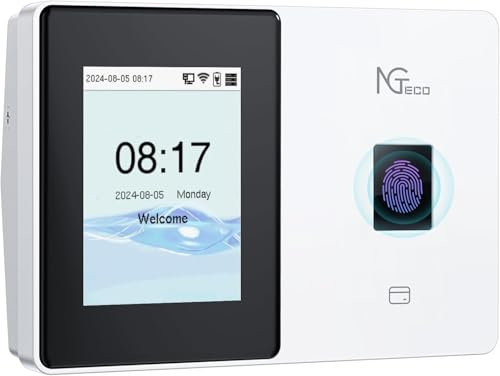 NGTeco TC2 Cloud Zeiterfassung mit 2.4/5GHz WLAN, 5 RFID-Karten, Fingerabdruck, Fernbedienungs-Software, iOS/Android App, Keine monatlichen Gebühren