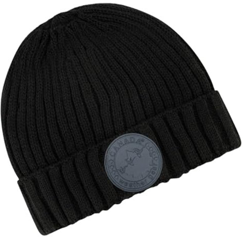 CANADA WEATHER GEAR Strickmütze für Damen, gemütlich, weich, warm und dick, atmungsaktiv, Wintermützen, Schwarz/Schwarzes Logo, Einheitsgröße