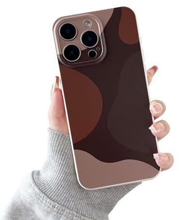 DEFBSC for iPhone 15 Pro Max Case, Cute Art Aesthetic Print Design Soft TPU Cover, Shockproof Raised Full Camera Protection Anti-Scratch Back Phone Case for Girls Women, Coffee Brown