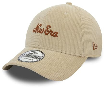 New Era Berretto Visiera Curva Velluto a Coste Scritta Cappellino 39Thirty Beige