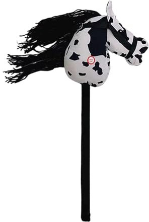 ＡＷＨＡＯ Steckpferd mit Soundeffekten, Lustig, Stabil, Rollenspiel, Musikstab, Tier, Steckenpferd für Jungen, Mädchen Ab 3 Jahren, Schwarz-weiss