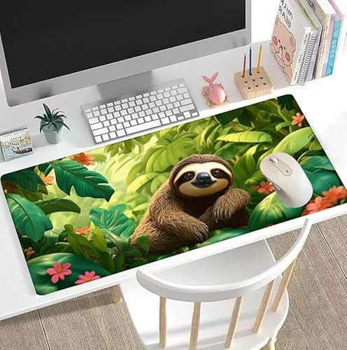Tapis de Souris Vert Tapis de Souris Gamer XXL 600x300x3mm Gaming Accessoire, Tapis de Souris Paresseux Tapis Souris Résistant à l'eau avec Base en Caoutchouc antidérapant, Deco Bureau Travail W5-545