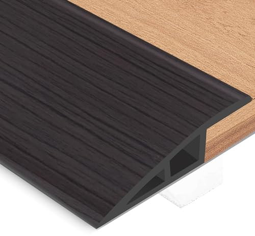 Perfil de Transición para Suelo, Perfil Transición Suelo Desnivel de, PVC Tapajuntas Suelo Adhesivo (Noce nera, 5~10mm(H),1M(L))