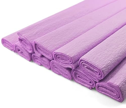 Netuno 10 Rollen Krepp-Papier Lavendel Pastell 200 x 50 cm Bastelpapier Krepppapier zum Basteln Lavendel Bastelkrepp deko krepp Rollen Pastell crepe paper lavender