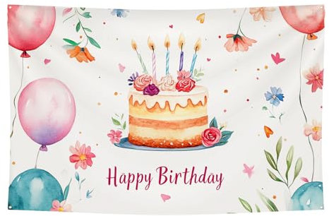 Hopomoon 120 x 180 cm Geburtstagstorte 1 Hintergrund Tuch Party Dekoration, langlebige hängende Party Fotografie Hintergrund Banner, Geburtstag Haus Dekor Partyzubehör