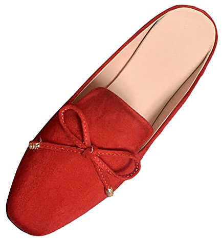 Generisch Damen Leder Sandalen Vorne-Geschlossene Pantoletten Hinten Offen Hausschuhe Leicht Lässig Sommerschuhe Flache Slip-On Slippers Weichen Sohlen Loafers Freizeitschuhe Elegant Sommerschuhe
