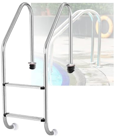 2/3 Steps Swimming Pool Ladder, Stainless Steel Pool Step, with Curved Handrails for Hot Spring Water Park(2-Steps1.0mm)