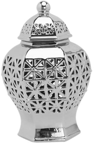 FUNNETOYU Vaso Decorativo Ceramica Forma Di Barattolo Con Design Hollow Per Fiori e Decorazioni Di Interni Per Eventi Festivi e Allestimenti Domestici