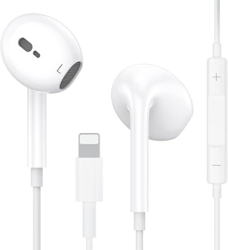 Auriculares In Ear para iPhone [Certificado MFI] Auriculares con Cable, A-uriculares con Micrófono y Control de Volumen, Auriculare Cancelacion Ruido Compatible con iPhone 14 Pro Max Plus/13/12/SE/11