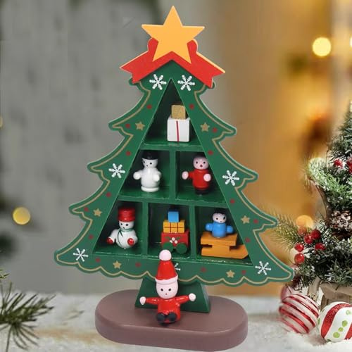 Weihnachtsbaum Schreibtisch Ornament, Mini Holz Tischplatte Weihnachtsbaum, Mini-Weihnachtsbaums Holz, Weihnachtsspielzeug Set for Heim Speisetisch Büro-Schreibtisch Kaminsims Tischdekoration