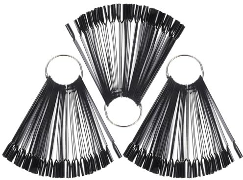 Présentoir à Ongles en Éventail Noir, 150 Pièces pour Formation | Plastique et Métal, Étiqueté Nom de Couleur, Usage École de Nail Art et Salon