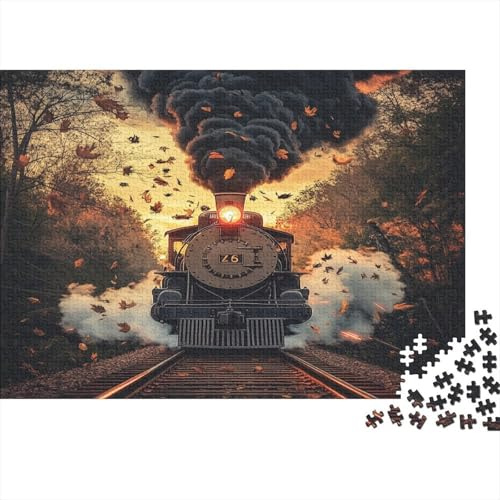 1000 Stück Puzzle Zug Herbst Rauch für Familie Recycelter Karton