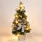 Mrinb 45CM Small Christmas Tree with Lights,Mini Desktop Decoration Tree with Star Tree Topper, Balls, Bows, Pine Cones for Home Office Shopping Bar Christmas Decorations(Silver)