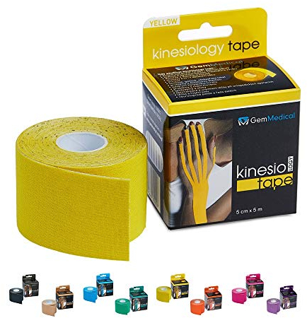 GemMedical Kinesiologie tape Yellow Rolle 5cm x 5m | Kinesiotapes | Wasserfestes & elastisches | Hautfreundliche Sport Tapes | Profi Physio Tape | Muskelunterstützung | Baumwolle | Gelb