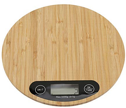 Zerodis Balance de Cuisine en Bambou 5kg/1g Balance Alimentaire Numérique de Haute Précision