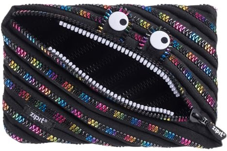 ZIPIT Monster Federmäppchen für Kinder | Extra Großes Mäppchen für die Schule | Monster Etui für Jungen | Federmappe Regenbogen