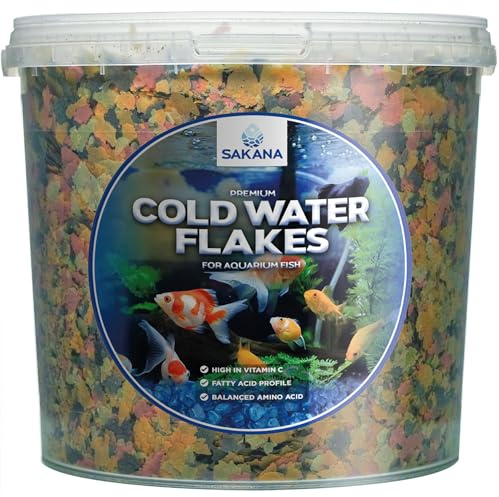 SAKANA Cold Water Flakes | Premium Quality Nutritious Fish Food Mixture | Healthy and Natural Daily Feed for Aquarium Animals | High In Protein, Great Source of Vitamins & Easily Digestible (2.5L)