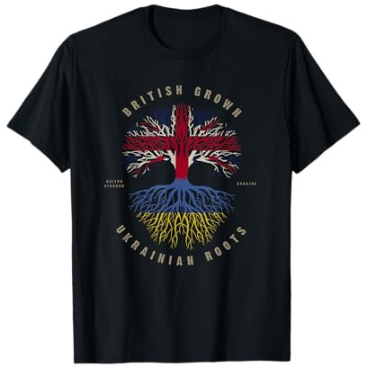 UK British Grown Ukrainian Roots DNA Ukraine Flag T-Shirt