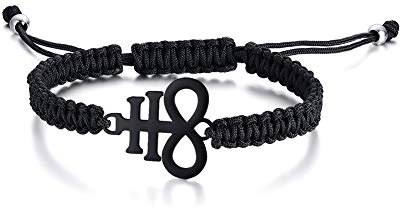 XUANPAI Handgemachte Einstellbare Satanic Baphomet Leviathan Kreuz Geflochtene Armreif Seil Armband für Männer Frauen, Stil 1