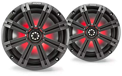 Kicker Marine LED Speaker 8 inch KA45KM84L for Boat/Tower/Wakeboarding - Charcoal