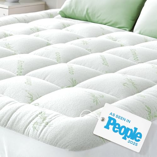 Niagara Sleep Solution Ultra Soft King Size Mattress Topper - Rayon Derived from Bamboo Pillow Top Mattress Pad for Back Pain Relief - Naturally Cooling for Hot Sleepers, Green