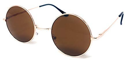 WS UK Round Lens Sunglasses [Rose Gold Frame, Brown Lens]