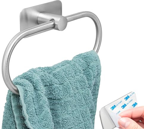 bremermann Bad-Serie Piazza Tape - Handtuchring ohne Bohren, mit Klebepad – selbstklebend, Handtuchhalter passend für Handtücher und Gästetücher, ideal für Badezimmer und Gästebad, aus Edelstahl matt