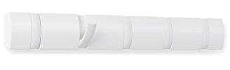 Umbra Support Mural Flottant – Moderne, élégant, Peu encombrant avec Manteaux, écharpes, Sacs à Main et Plus Encore, Bois, Blanc/Blanc, 5 Crochets