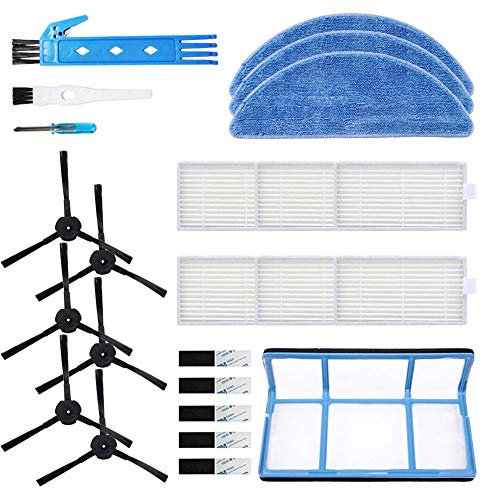 Zubehör für ILIFE V3s Pro, V3s, V5, V5s, V5s Pro, Roboter-Staubsauger-Teile inklusive 6 Seitenbürsten + 6 Tabs + 6 Filter 1 Hauptfilter