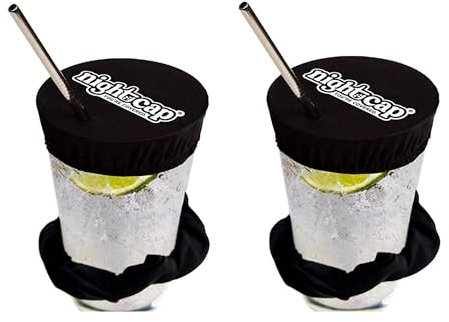 NightCap Haarband für Getränkeabdeckung - Das wiederverwendbare Haargummi zur Verhinderung von unbemerktem Beimischen von Drogen in Getränken, wie im Shark Tank gesehen, schwarz, 2 Pack
