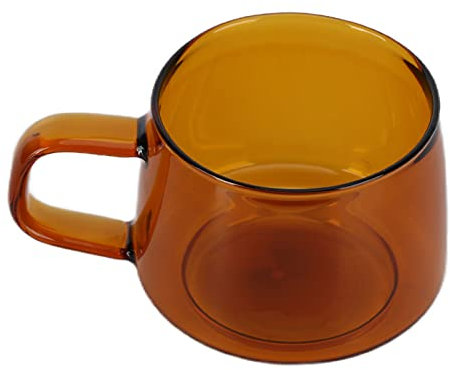 TOPINCN Transparent Coffee Cup 250ML Borosilicate Cup Glass Tea Water Milk Mug with Handle(Amber)