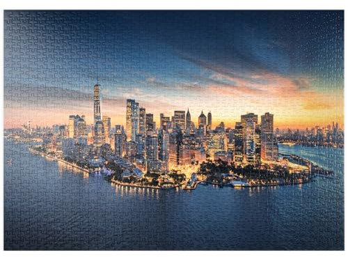 MyPuzzle New York City Panorama Skyline bei Sonnenaufgang - Premium 1000 Teile Puzzle - MyPuzzle Sonderkollektion von Puzzle Galaxy