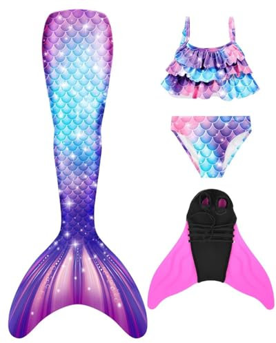 SPEEDEVE Meerjungfrauenschwanz zum Schwimmen Mädchen Meerjungfrau Flosse mit Bikini Set
