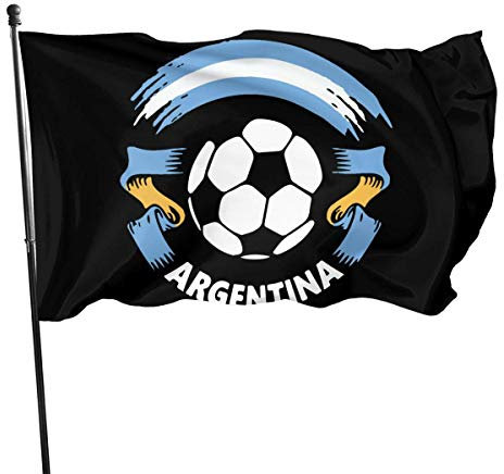 Bandera Balcón Bandera Argentina Y Futbol Bandera Impermeable Banderin Impresión Bandera Nautica para Fiestas,Exterior,Hogar 90X150Cm