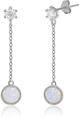 Opal-Ohrringe für Frauen Feueropal-Ohrringe Sterlingsilber zierliche Statement-Ohrringe Geburtsstein-Ohrringe Geburtstagsschmuck Geschenk (Silber)