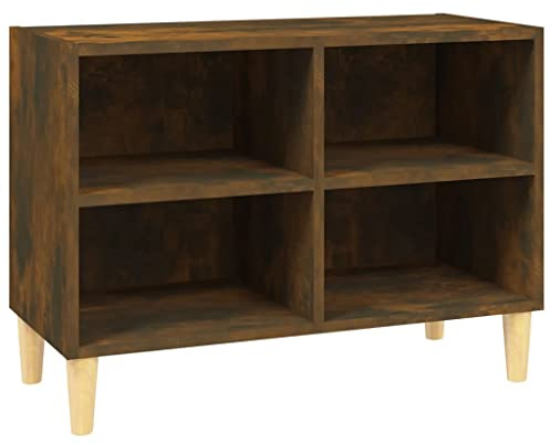 vidaXL TV Cabinet with Solid Wood Legs Home Living Room Furniture Stereo Hifi Plasma Storage Cabinet TV Stand Unit Media Unit Smoked Oak
