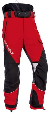 Grünholz Pro³Flex Schnittschutzhose, Schnittschutzklasse 1 (20 m/s), Gr. 46, rot-anthrazit, KWF Profi Zertifiziert