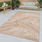 TT Home In-& Outdoor Teppich Wetterfest Balkon Flachgewebe Palmen Motiv Blätter Floral, Farbe:Beige Creme, Größe:160x220 cm