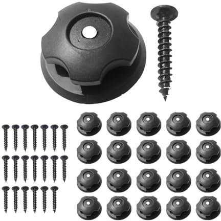 JNNJ 20 Pièces Boutons Ronds pour Remorque avec Vis, Boutons De Fixation De Bâche en Plastique, Boutons Ronds Crochets De Bâche pour Remorques, Crochets Fixation Véhicules pour Filets Remorques