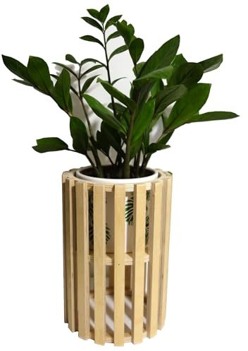 Outentin Blumenständer aus Holz - Blumenständer für Schlafzimmer und Wohnzimmer - Blumentopf Ständer für Innen - Luxus Pflanzenständer - Deko Blumentopf Ständer - Boho stil - Verschiedene Größen-25cm