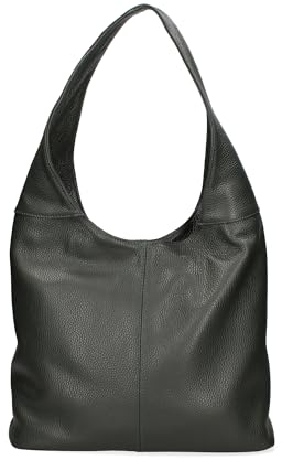 Gave Lux Damen Schultertasche aus Leder 39x55x13 cm Dunkelgrün