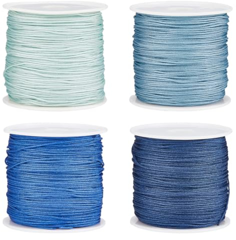 SUNNYCLUE 197 Yards 4 Couleurs Corde en Nylon Bleu Cordon en Nylon à Nouer Chinois Cordon de 0.8 mm de Perles Fil Perles Corde pour Bracelets Tissés Bracelet D'Ami